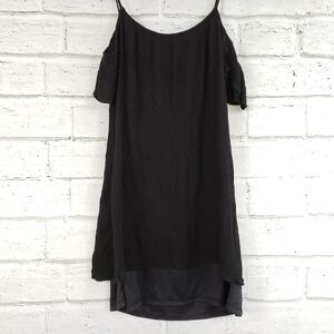 One clothing black cold shoulder mini dress shirt